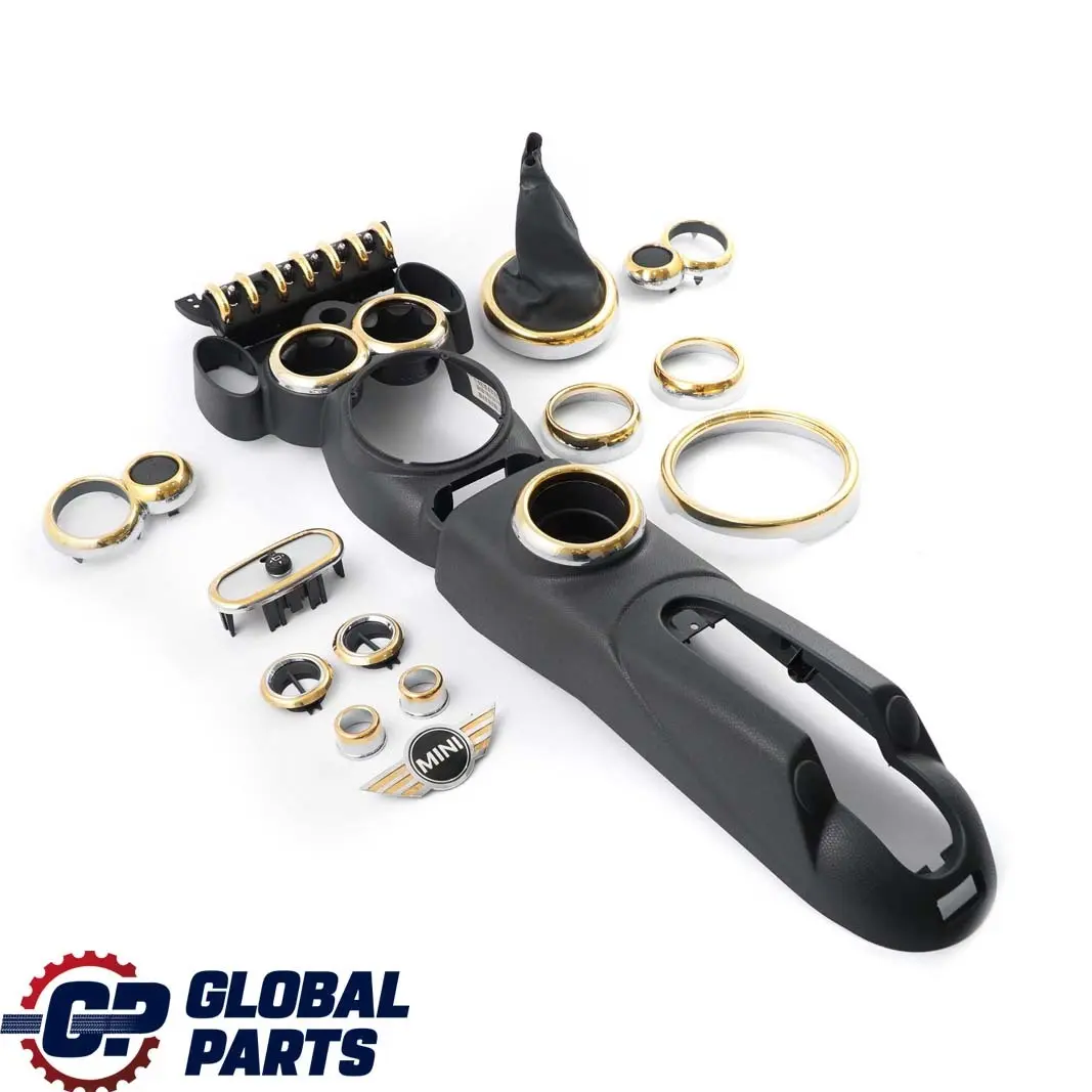 BMW Mini One R50 Dekor Set Armaturenbrett Zierblende Mittelkonsole Gold - SKU R50 Set Dash Gold - Teilenummer R50 Set Dash