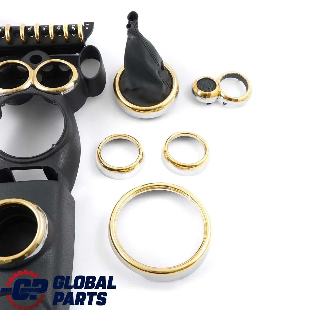 BMW Mini One R50 Dekor Set Armaturenbrett Zierblende Mittelkonsole Gold - SKU R50 Set Dash Gold - Teilenummer R50 Set Dash