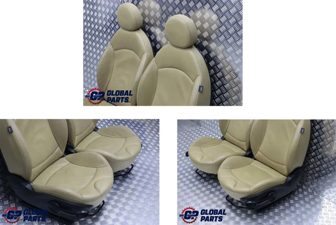 Heated Sports Full Leather Beige Interior Seats with Airbag to Mini Cooper One with Part number R56 Mini Cooper One Heated Sports Full Leather Beige Interior Seats with Airbag - SKU R56 Sports Full Leather Beige Seats-2 - Part number R56