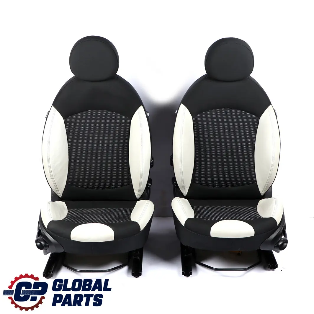 Camden Sports Black Cloth / White Leather Interior Seats to Mini Cooper One with Part number R56 Mini Cooper One Camden Sports Black Cloth / White Leather Interior Seats - SKU R56 Sports Seats Camden - Part number R56