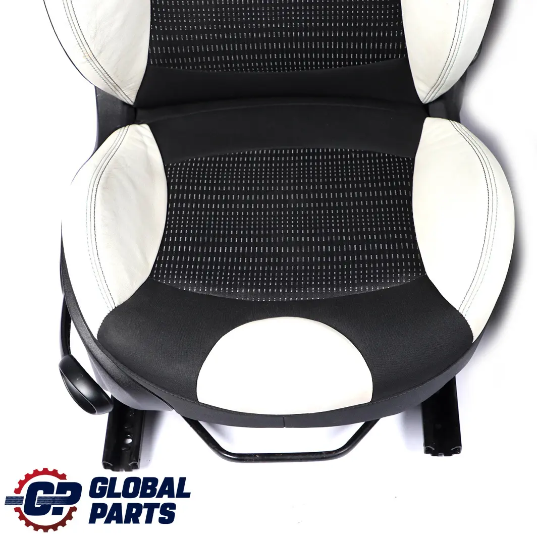 Camden Sports Black Cloth / White Leather Interior Seats to Mini Cooper One with Part number R56 Mini Cooper One Camden Sports Black Cloth / White Leather Interior Seats - SKU R56 Sports Seats Camden - Part number R56