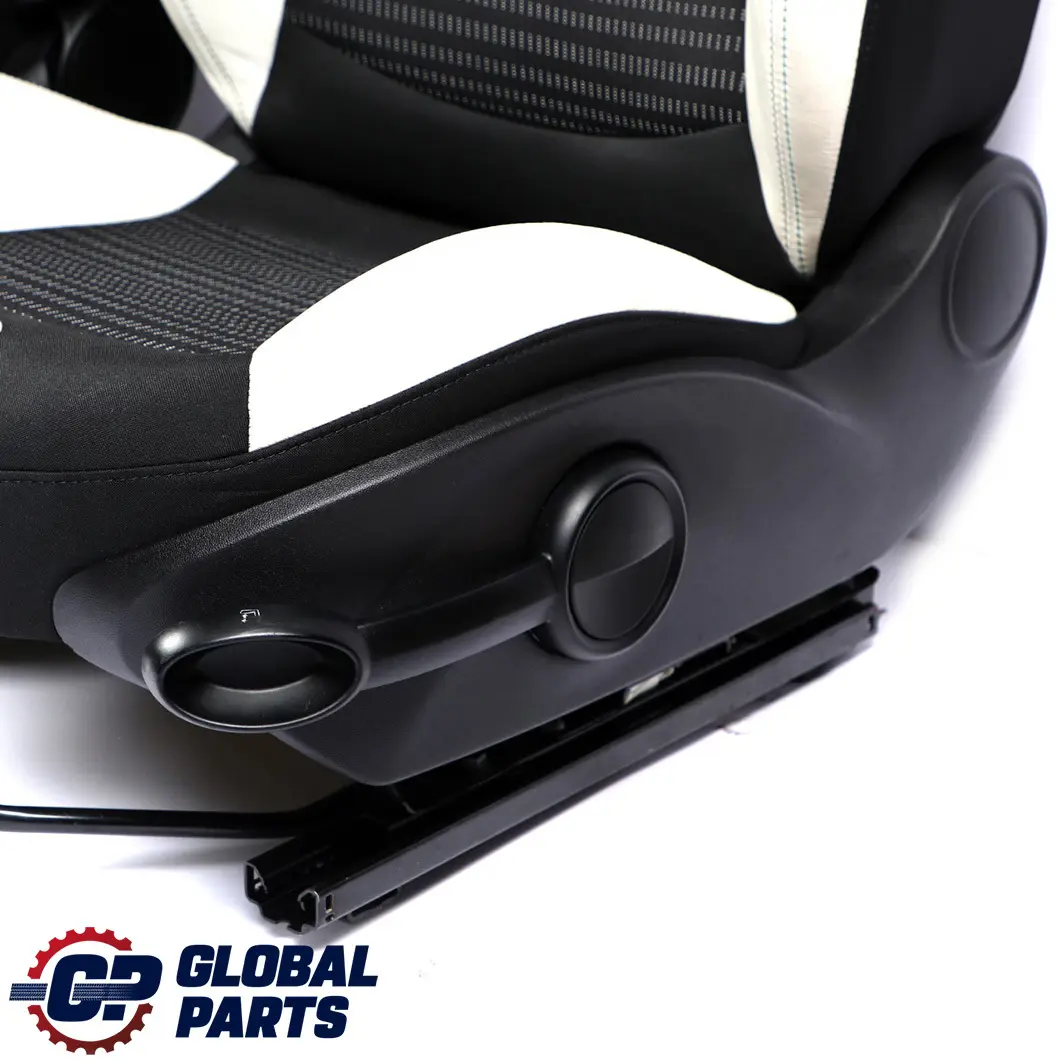Mini Cooper One Camden Sports Black Cloth / White Leather Interior Seats - SKU R56 Sports Seats Camden - Part number R56