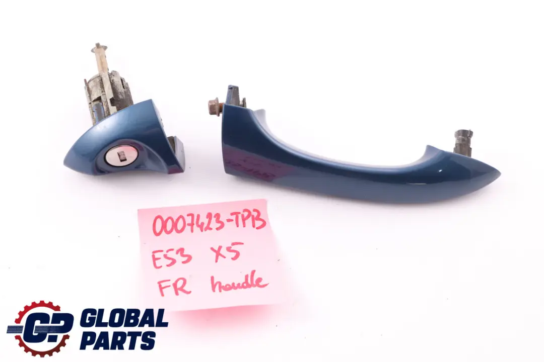 Front Right Door O/S Handle Grab Catch Topasblau Metallic to BMW X5 Series E53 with Part number 0007423 BMW X5 Series E53 Front Right Door O/S Handle Grab Catch Topasblau Metallic - SKU rhd-0007423-TPB - Part number 0007423