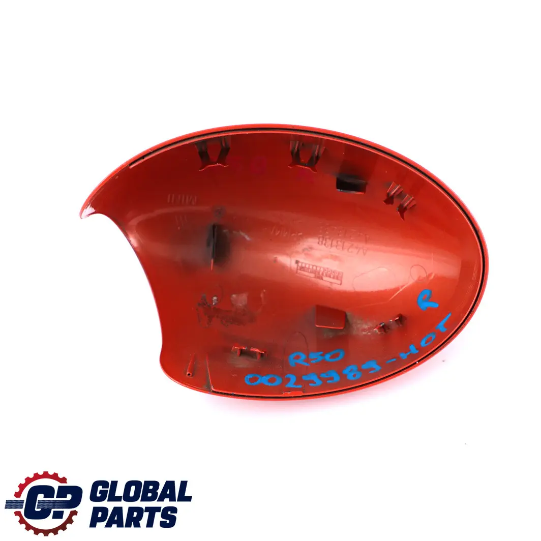 Cap Casing Right O/S Mirror Wing Hot Orange A26 to Mini Cooper R50 R52 R53 Cover with Part number 0029989 Mini Cooper R50 R52 R53 Cover Cap Casing Right O/S Mirror Wing Hot Orange A26 - SKU rhd-0029989-HOT - Part number 0029989