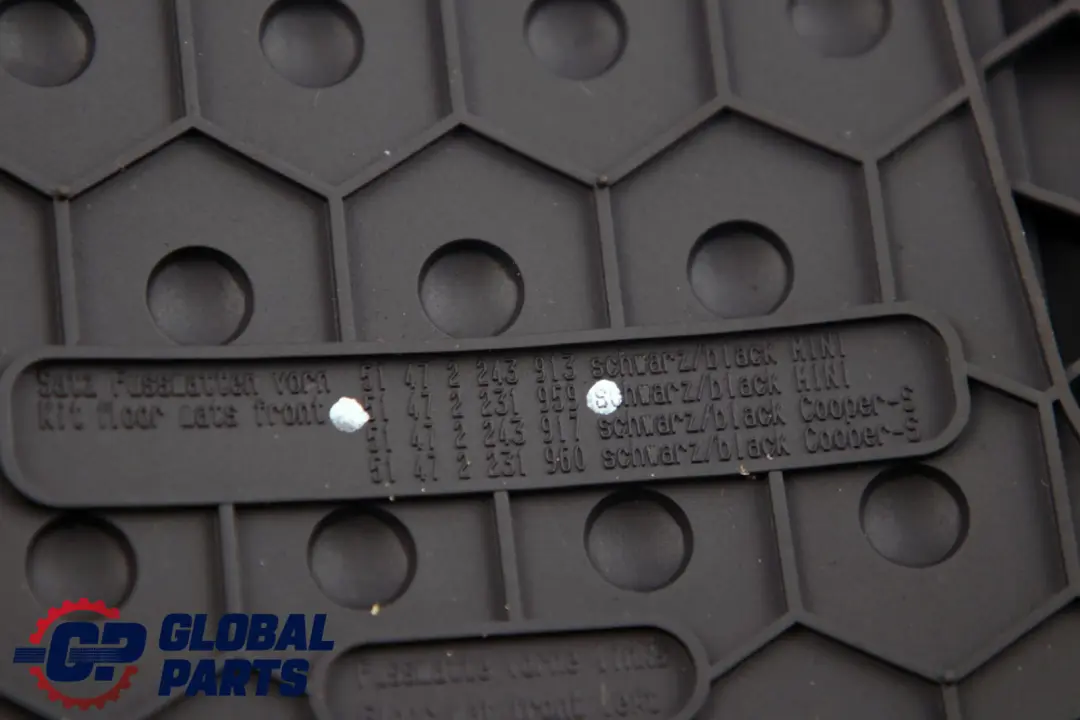 Weather Interior Front Right O/S Floor Rubber Mat to Mini R55 R56 All with Part number 2231959 Mini R55 R56 All Weather Interior Front Right O/S Floor Rubber Mat - SKU rhd-2231959 - Part number 2231959