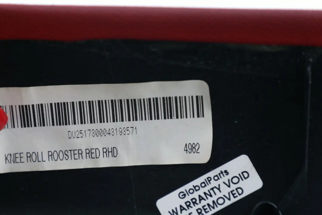 Knee Protection Passenger Side Left N/S Rooster Red to Mini Cooper R55 R56 with Part number 2751142 Mini Cooper R55 R56 Knee Protection Passenger Side Left N/S Rooster Red - SKU rhd-2751142-4 - Part number 2751142