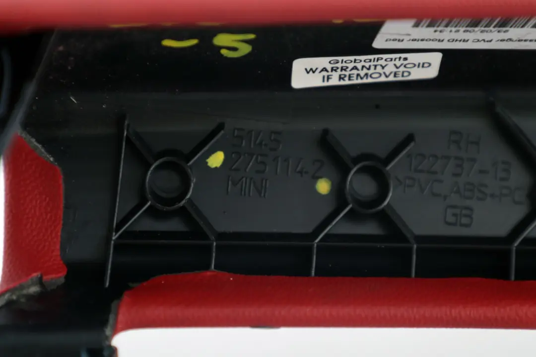 Knee Protection Passenger Side Left N/S Rooster Red to Mini Cooper R55 R56 with Part number 2751142 Mini Cooper R55 R56 Knee Protection Passenger Side Left N/S Rooster Red - SKU rhd-2751142-5 - Part number 2751142