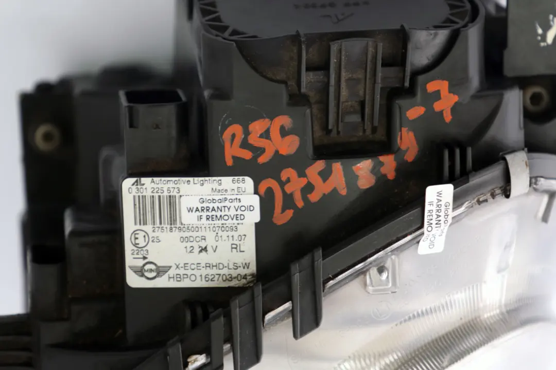 Mini Cooper 7 R55 R56 R57 R58 R59 Passenger Side Xenon Headlight Left N/S - SKU RHD-2751879-7 - Part number 2751879