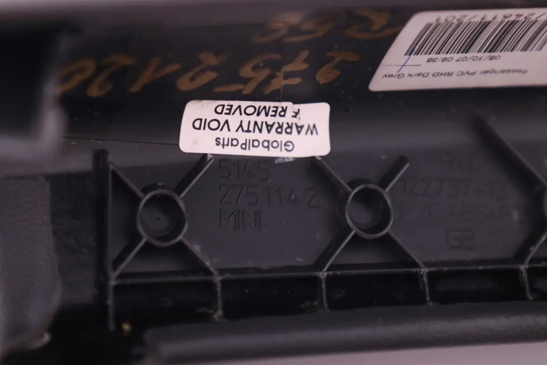 Driver's Side Knee Protection Right O/S Dark Grey to BMW Mini Cooper 5 R55 R56 R57 with Part number 2752120 BMW Mini Cooper 5 R55 R56 R57 Driver's Side Knee Protection Right O/S Dark Grey - SKU rhd-2752120-5 - Part number 2752120