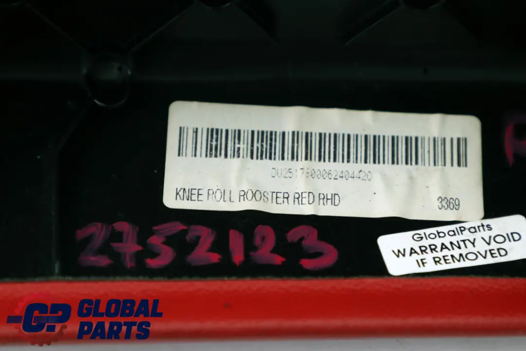 Knee Protection Passenger's Side Left N/S Rooster Red 2751142 to BMW Mini R55 R56 with Part number 2752123 BMW Mini R55 R56 Knee Protection Passenger's Side Left N/S Rooster Red 2751142 - SKU rhd-2752123 - Part number 2752123
