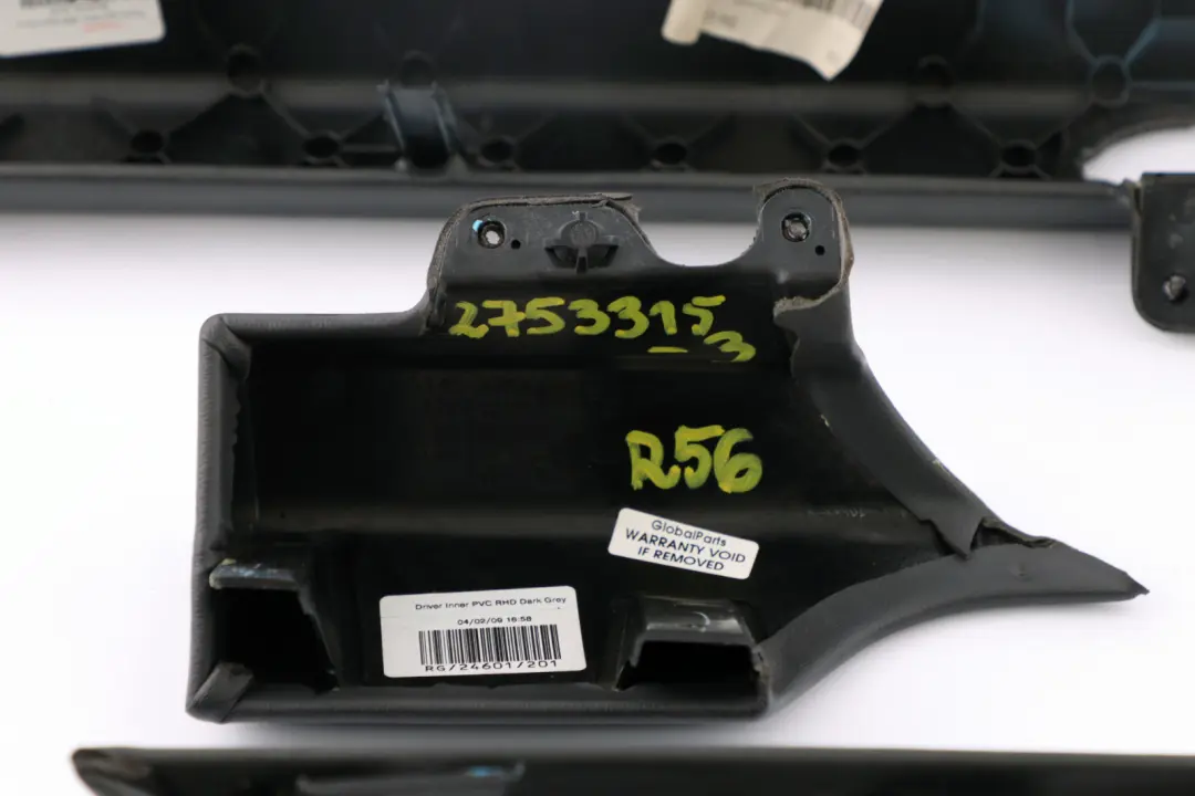 BMW Mini Cooper One 3 R56 Dashboard Dash Lower Trim Cover Set Kit Dark Grey - SKU rhd-2753315-3 - Part number 2753315