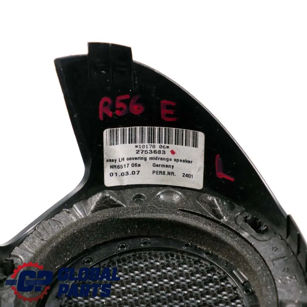 Loudspeaker Left Carbon Black N/S to BMW Mini Cooper R56 R55 R57 R58 Cover with Part number 2753683 BMW Mini Cooper R56 R55 R57 R58 Cover Loudspeaker Left Carbon Black N/S - SKU rhd-2753683 - Part number 2753683