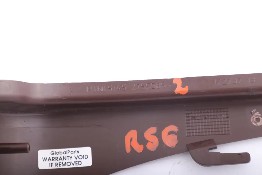 Dashboard Trim Bottom Left N/S Hot Chocolate to BMW Mini R55 R57 LCI Cover with Part number 2756277 BMW Mini R55 R57 LCI Cover Dashboard Trim Bottom Left N/S Hot Chocolate - SKU rhd-2755585-2 - Part number 2756277