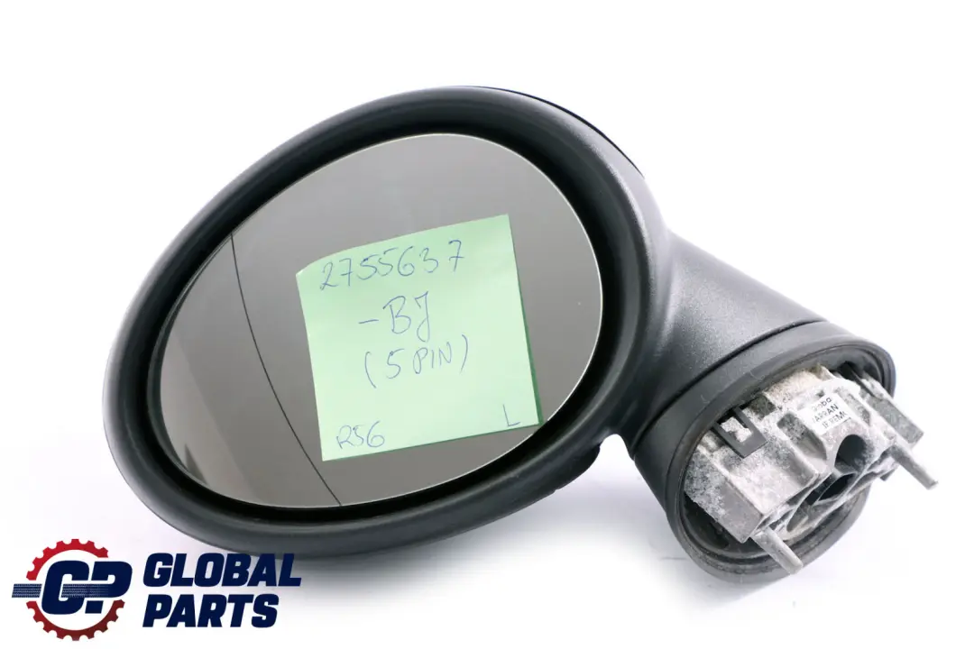 Left Heated Door Wing Mirror N/S Black Jack 5 Pins to BMW Mini Cooper R55 R56 R57 with Part number 2755637 BMW Mini Cooper R55 R56 R57 Left Heated Door Wing Mirror N/S Black Jack 5 Pins - SKU rhd-2755637-BJ - Part number 2755637