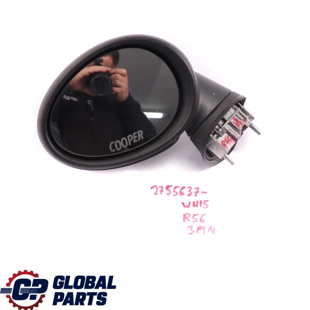 Left Passenger Door Wing Mirror N/S White 3 Pins to Mini Cooper One 5 R55 R56 with Part number 2755637 Mini Cooper One 5 R55 R56 Left Passenger Door Wing Mirror N/S White 3 Pins - SKU rhd-2755637-WHI5 - Part number 2755637