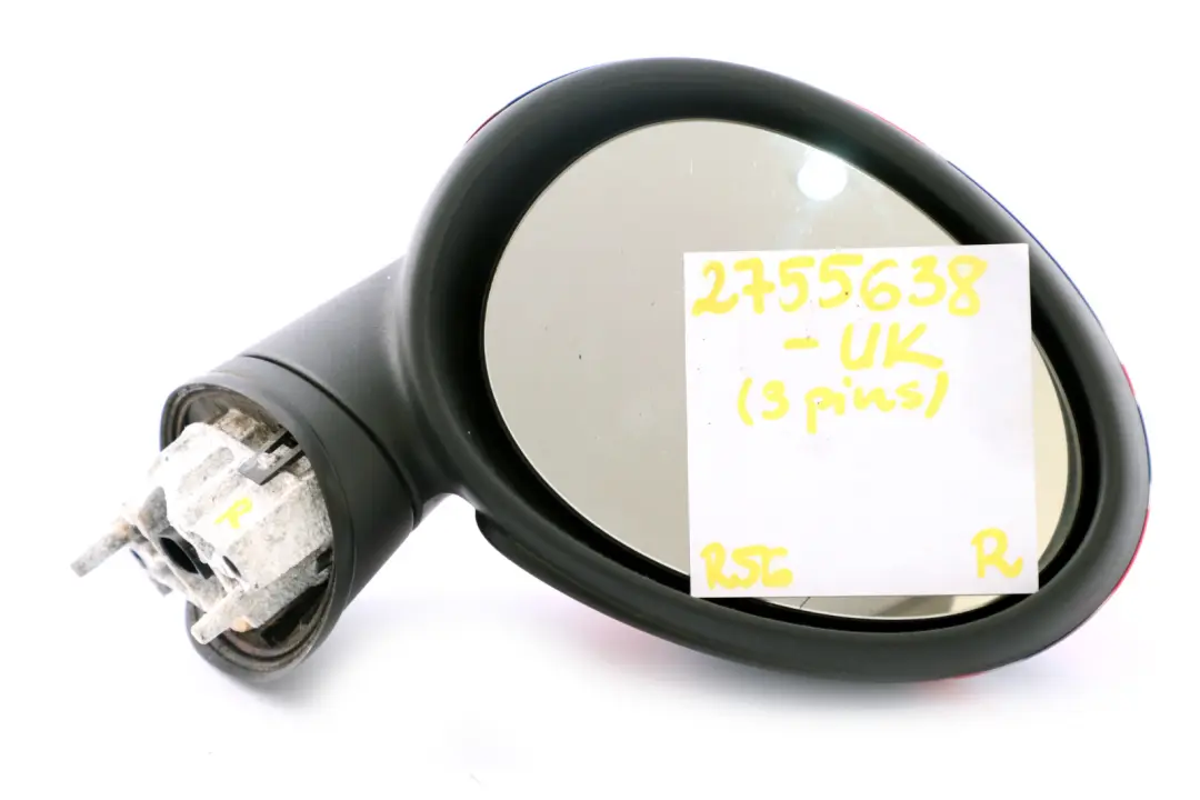 Right Door Wing Mirror O/S Union Jack 3 Pins to BMW Mini Cooper One R55 R56 with Part number 2755638 BMW Mini Cooper One R55 R56 Right Door Wing Mirror O/S Union Jack 3 Pins - SKU rhd-2755638-UK - Part number 2755638