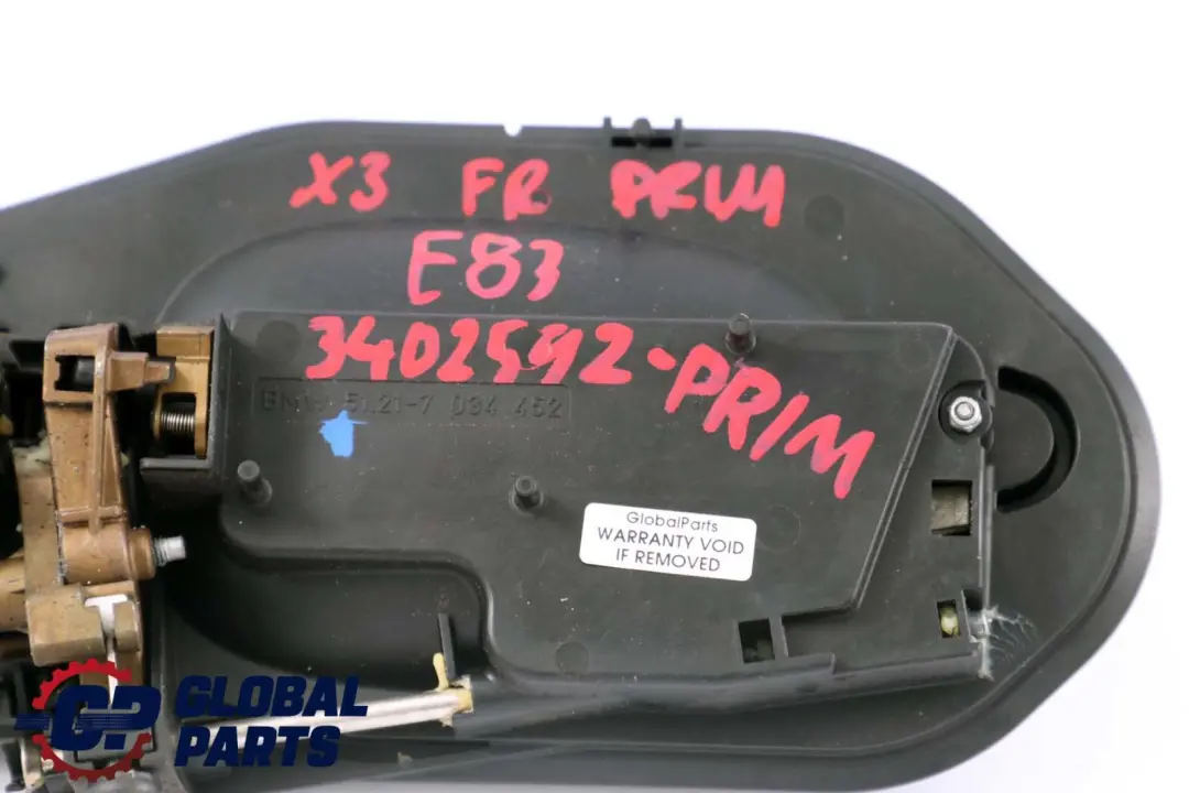 Complete Front Right Grab Handle O/S Door Primed Black to BMW X3 Series E83 with Part number 3402592 BMW X3 Series E83 Complete Front Right Grab Handle O/S Door Primed Black - SKU rhd-3402592-PRIM - Part number 3402592