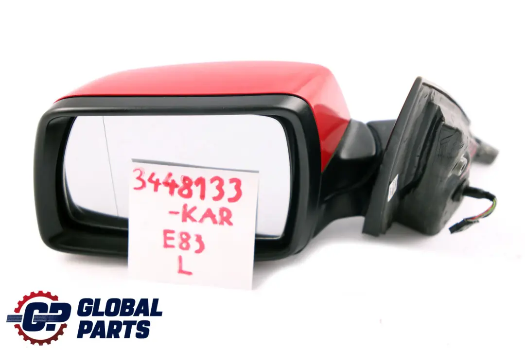 Heated Left Door N/S Wing Mirror Karmesinrot Red to BMW X3 Series E83 with Part number 3448133 BMW X3 Series E83 Heated Left Door N/S Wing Mirror Karmesinrot Red - SKU rhd-3448133-KAR - Part number 3448133