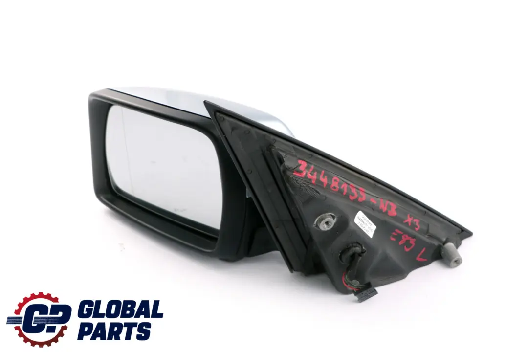 Heated Left Door Wing Mirror N/S Bluewater Metallic 896 to BMW X3 Series E83 with Part number 3448133 BMW X3 Series E83 Heated Left Door Wing Mirror N/S Bluewater Metallic 896 - SKU rhd-3448133-WB - Part number 3448133