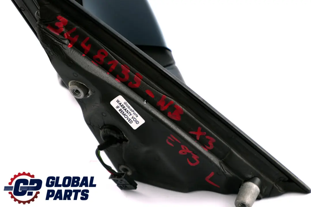 Heated Left Door Wing Mirror N/S Bluewater Metallic 896 to BMW X3 Series E83 with Part number 3448133 BMW X3 Series E83 Heated Left Door Wing Mirror N/S Bluewater Metallic 896 - SKU rhd-3448133-WB - Part number 3448133