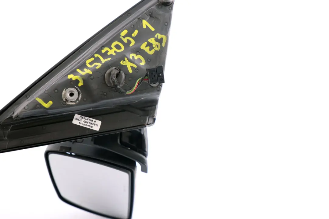 Heated Left Base Outside Wing Mirror N/S Shadow Line to BMW X3 Series E83 M Sport with Part number 3452705 BMW X3 Series E83 M Sport Heated Left Base Outside Wing Mirror N/S Shadow Line - SKU rhd-3452705-1 - Part number 3452705