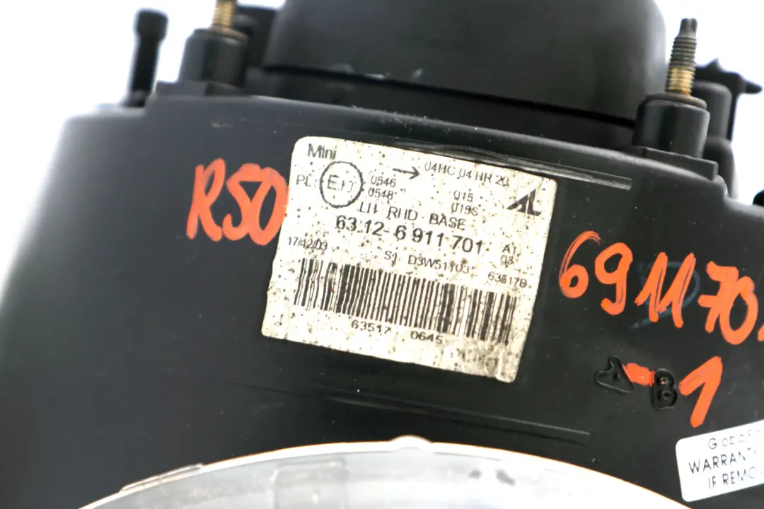 Mini Cooper R50 R53 Headlight Headlamp Lamp Front Left N/S - SKU rhd-6911701-1 - Part number 6911701