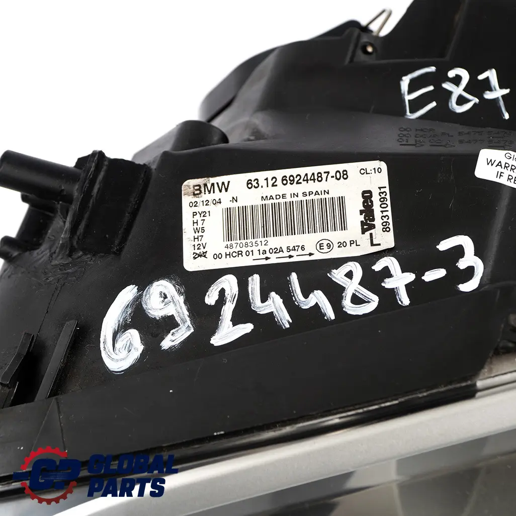 Side Left Headlight Headlamp N/S to BMW 1 Series 3 E87 Passenger with Part number 6924487 BMW 1 Series 3 E87 Passenger Side Left Headlight Headlamp N/S - SKU rhd-6924487-3 - Part number 6924487