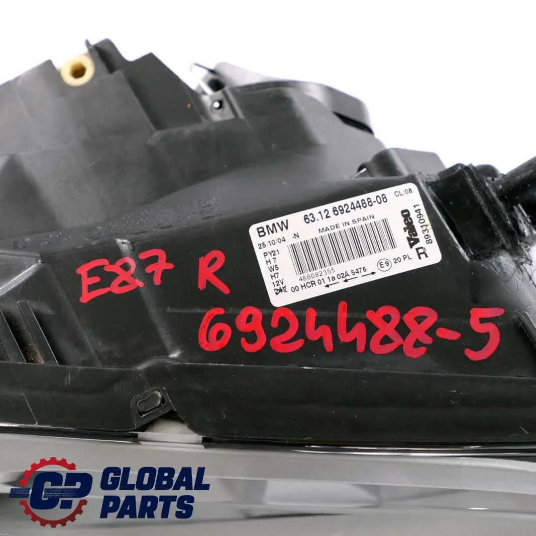 Driver Side Headlight Headlamp Lamp Right O/S Front to BMW 1 Series 5 E87 with Part number 6924488 BMW 1 Series 5 E87 Driver Side Headlight Headlamp Lamp Right O/S Front - SKU rhd-6924488-5 - Part number 6924488