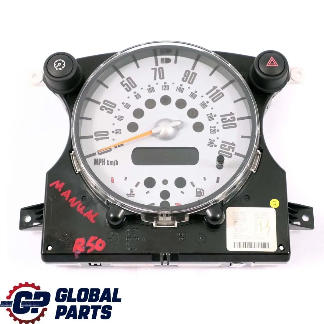 Speedometer Speedo Clock Instrument Cluster Manual to Mini One R50 R52 with Part number 6924905 Mini One R50 R52 Speedometer Speedo Clock Instrument Cluster Manual - SKU rhd-6924905 - Part number 6924905