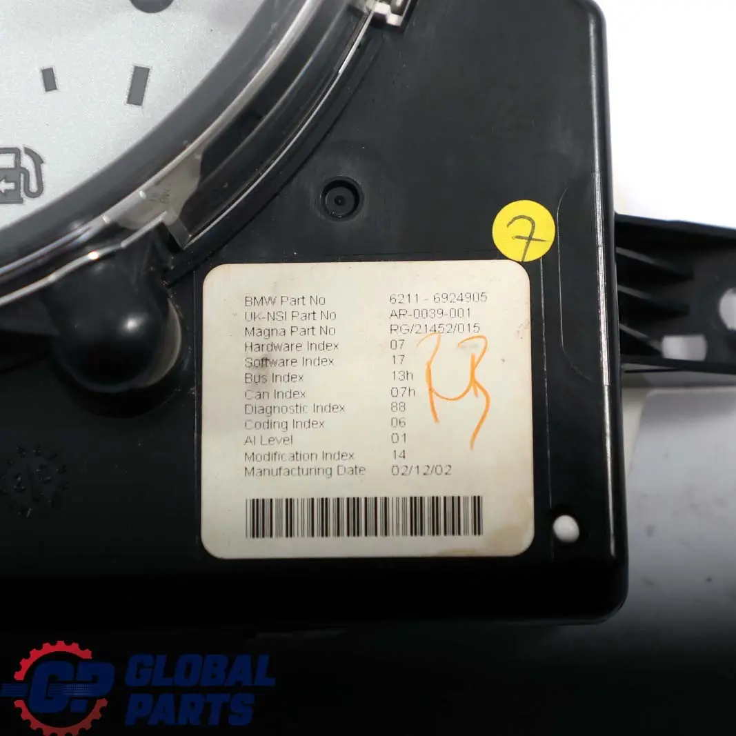 Speedometer Speedo Clock Instrument Cluster Manual to Mini One R50 R52 with Part number 6924905 Mini One R50 R52 Speedometer Speedo Clock Instrument Cluster Manual - SKU rhd-6924905 - Part number 6924905