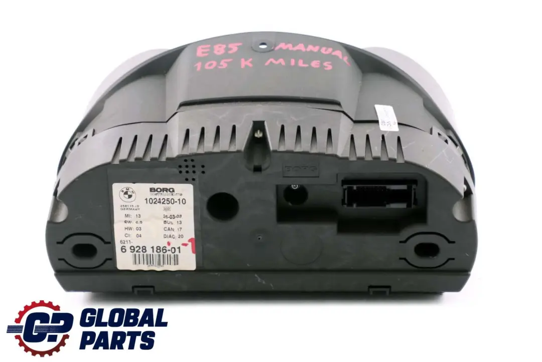 Instrument Cluster Speedo Clocks Manual to BMW Z4 Series 1 E85 Petrol with Part number 6928186 BMW Z4 Series 1 E85 Petrol Instrument Cluster Speedo Clocks Manual - SKU rhd-6928186-1 - Part number 6928186