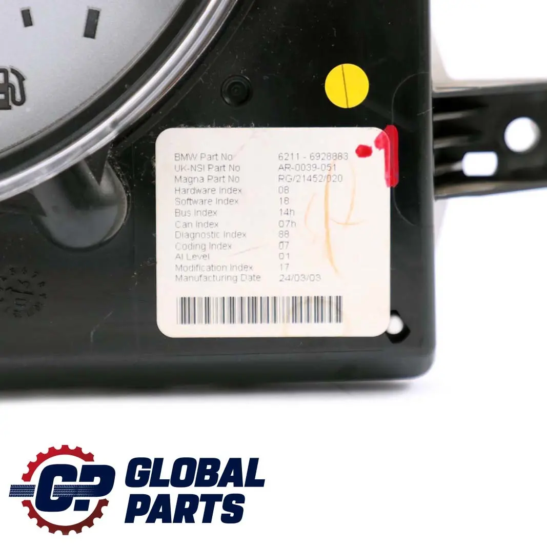 Mini Cooper 1 R50 R52 Speedometer Speedo Clock Instrument Cluster 6928883 - SKU rhd-6928883-1 - Part number 6936282