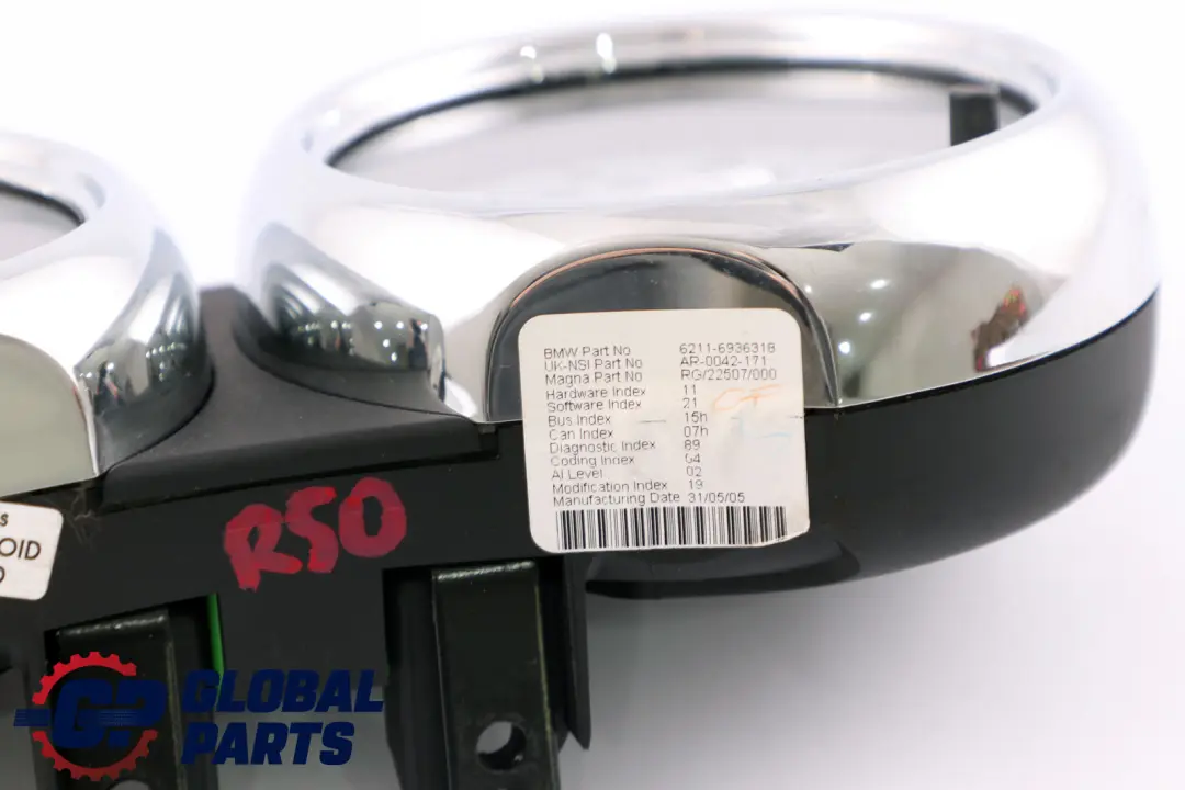 Clock Counter Speedometer Chrome to Mini Cooper One R50 R52 R53 Twin with Part number 6936318 Mini Cooper One R50 R52 R53 Twin Clock Counter Speedometer Chrome - SKU rhd-6936318 - Part number 6936318
