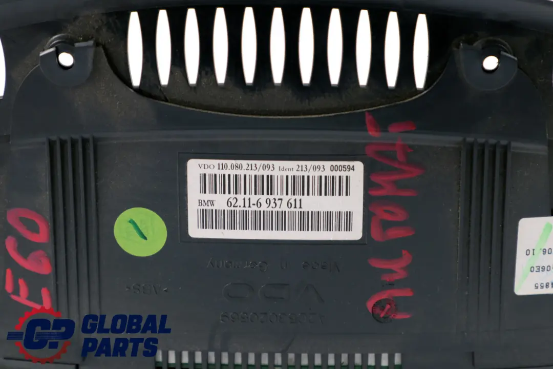 Instrument Cluster Speedo Clocks Petrol Manual 6937611 to BMW 5 Series E60 E61 with Part number 9194882 BMW 5 Series E60 E61 Instrument Cluster Speedo Clocks Petrol Manual 6937611 - SKU rhd-6937611 - Part number 9194882