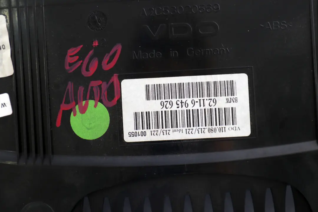 Instrument Cluster Speedo Clocks Petrol Automatic 6945626 to BMW 5 Series E60 E61 with Part number 6947356 BMW 5 Series E60 E61 Instrument Cluster Speedo Clocks Petrol Automatic 6945626 - SKU rhd-6945626 - Part number 6947356