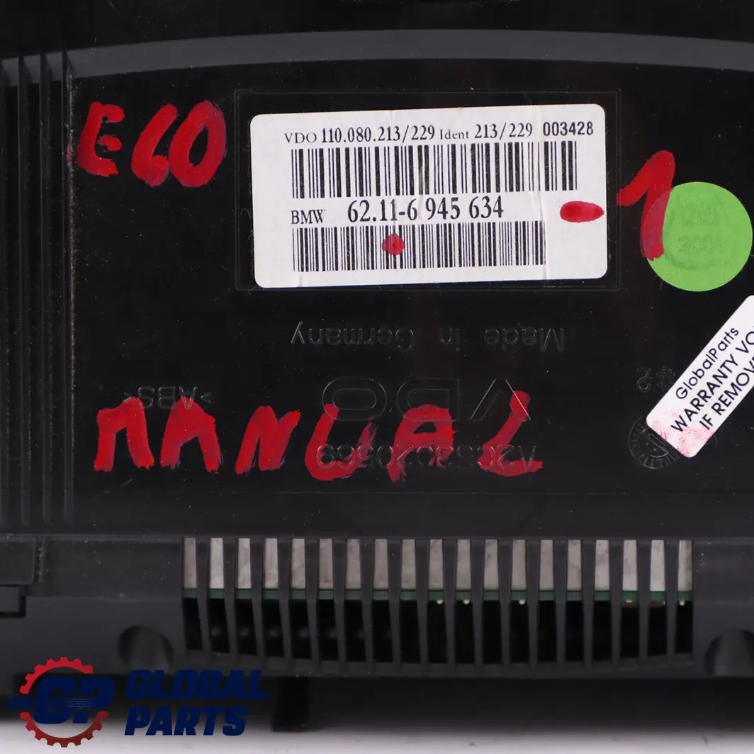 Instrument Cluster Speedo Clocks Manual Diesel to BMW 5 Series E60 E61 with Part number 6945634 BMW 5 Series E60 E61 Instrument Cluster Speedo Clocks Manual Diesel - SKU rhd-6945634-1 - Part number 6945634