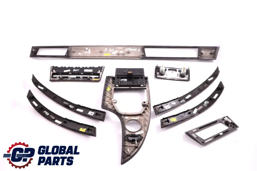 BMW 5 Series 3 E60 Decor Strip Dashboard Interior Trim Set Poplar Woodgrain - SKU rhd-6951045-3 - Part number 6951045