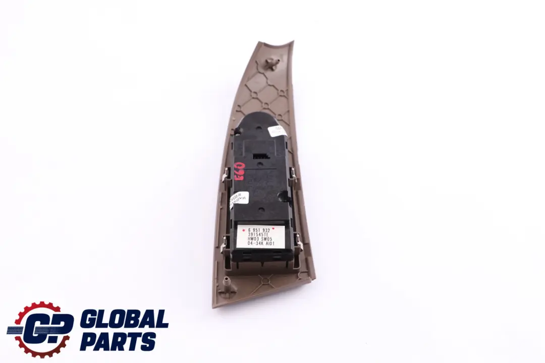Driver's Side Right O/S Window Lifter Switch Braun to BMW 5 Series E60 E61 with Part number 6951932 BMW 5 Series E60 E61 Driver's Side Right O/S Window Lifter Switch Braun - SKU rhd-6951932 - Part number 6951932