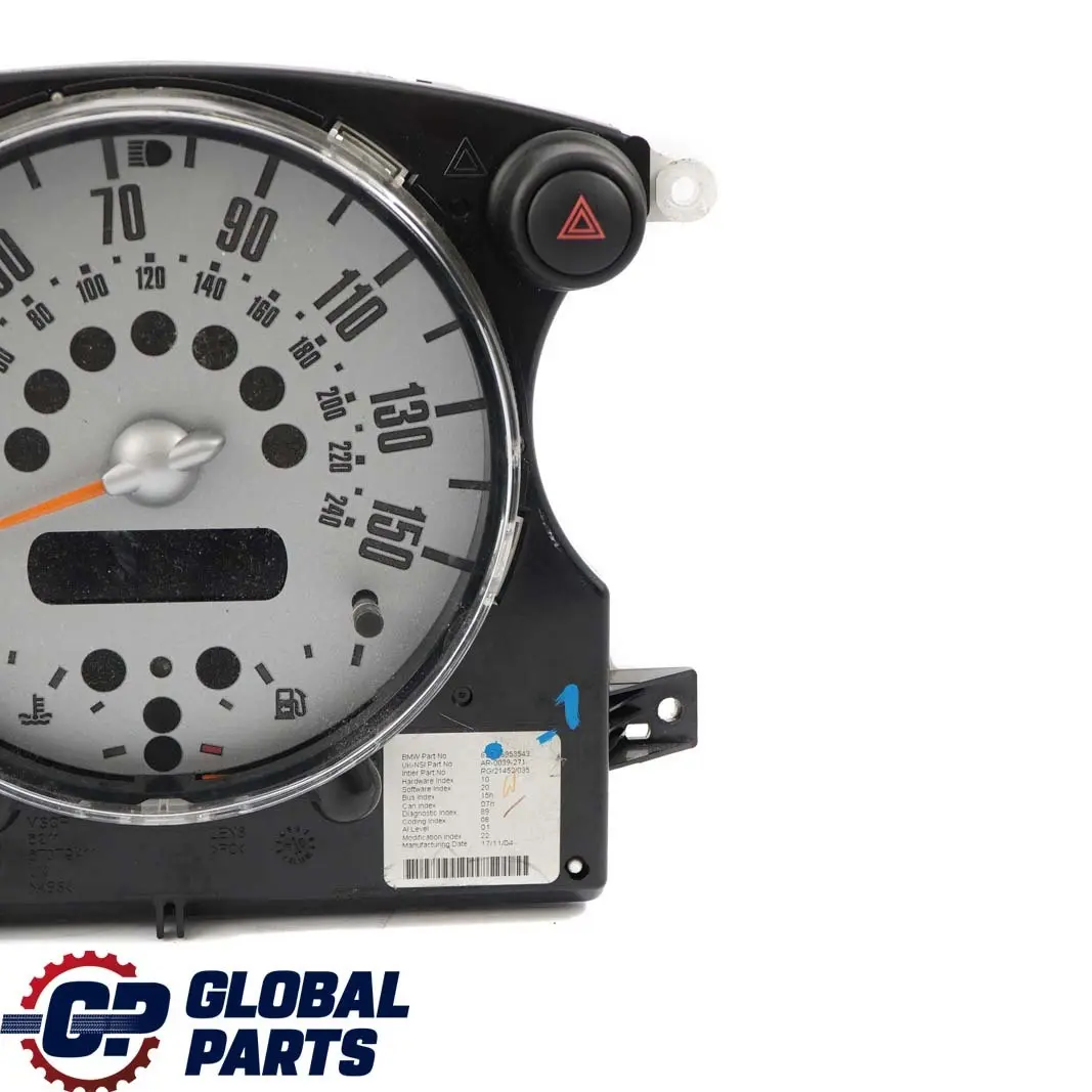 Speedometer Speedo Clock Instrument Cluster Automatic to Mini Cooper One R50 R52 with Part number 6953543 Mini Cooper One R50 R52 Speedometer Speedo Clock Instrument Cluster Automatic - SKU rhd-6953543-1 - Part number 6953543