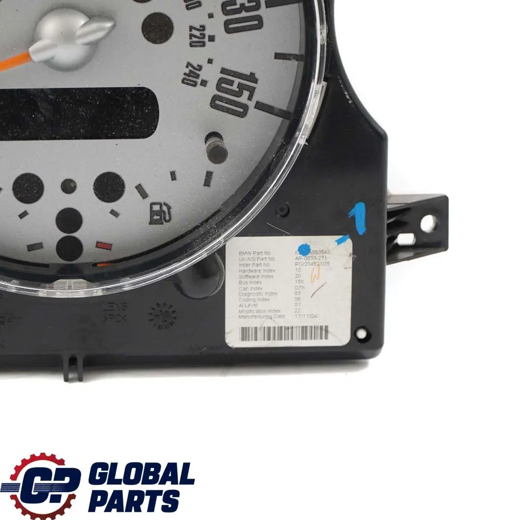 Mini Cooper One R50 R52 Speedometer Speedo Clock Instrument Cluster Automatic - SKU rhd-6953543-1 - Part number 6953543
