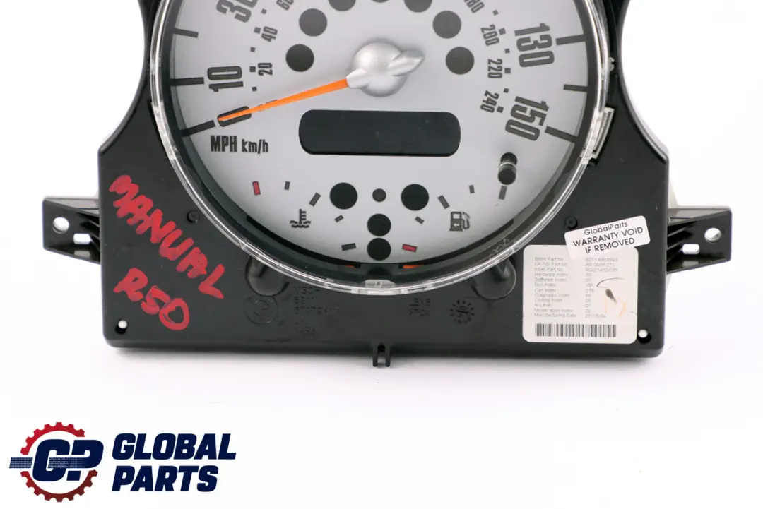 Speedometer Speedo Clock Instrument Cluster Manual to Mini Cooper One R50 R52 with Part number 6953543 Mini Cooper One R50 R52 Speedometer Speedo Clock Instrument Cluster Manual - SKU rhd-6953543 - Part number 6953543