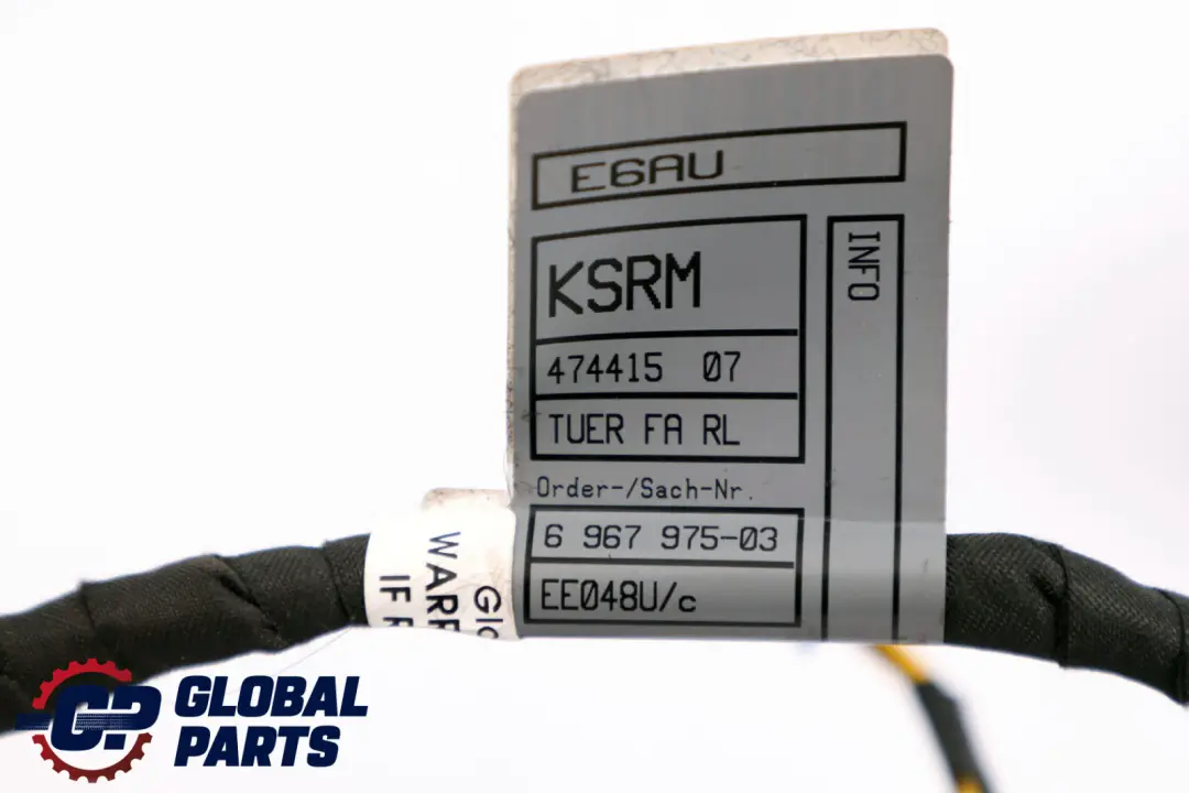 Front Right O/S Driver Side Door Cable Harness Wiring to BMW E63 E64 with Part number 6967975 BMW E63 E64 Front Right O/S Driver Side Door Cable Harness Wiring - SKU rhd-6973913 - Part number 6967975