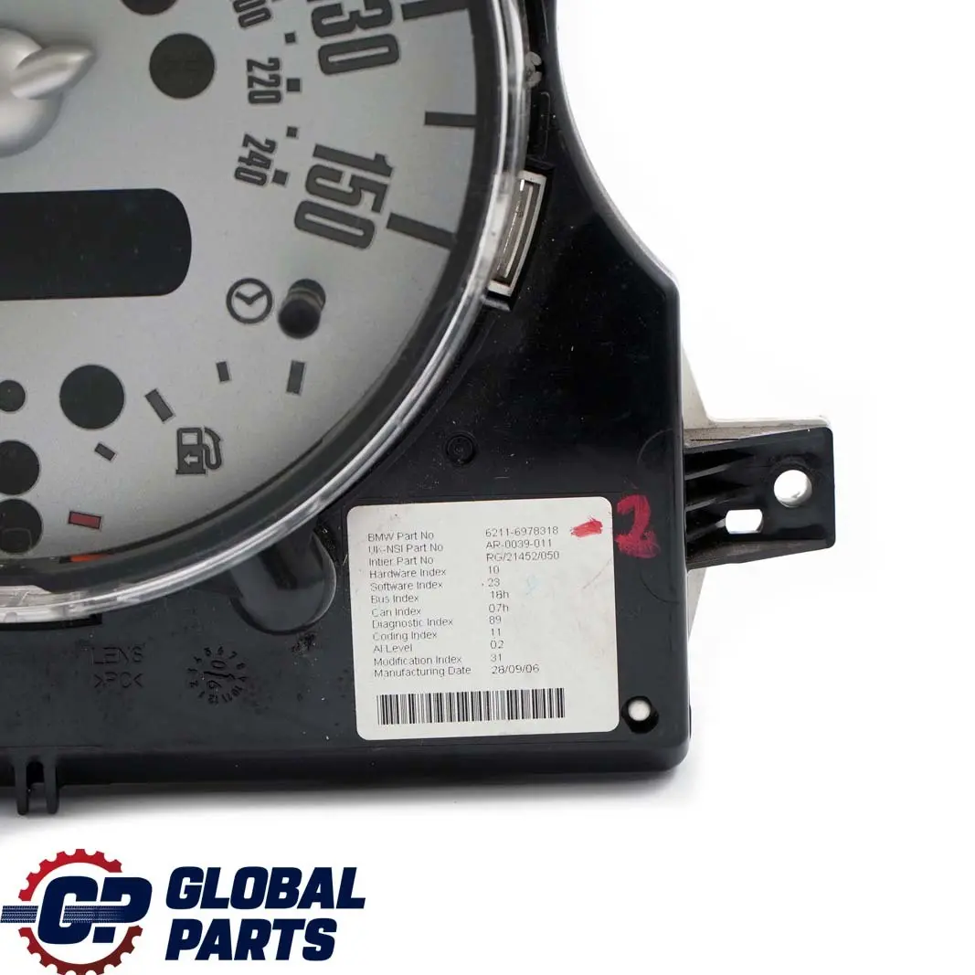 Speedometer Speedo Clock Instrument Cluster to Mini Cooper 2 R50 R52 with Part number 6978318 Mini Cooper 2 R50 R52 Speedometer Speedo Clock Instrument Cluster - SKU rhd-6978318-2 - Part number 6978318