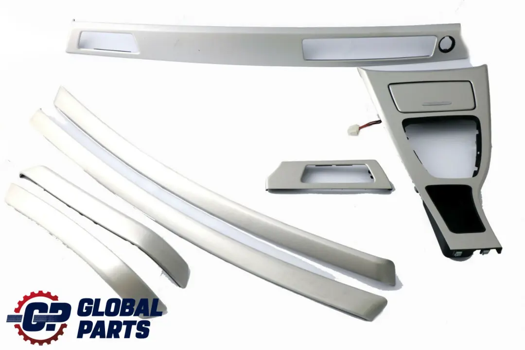 Set Cover Dashboard Dash Trim Strip Brushed Aluminium Silver to BMW 3 Series 7 E90 with Part number 6982458 BMW 3 Series 7 E90 Set Cover Dashboard Dash Trim Strip Brushed Aluminium Silver - SKU rhd-6982458-7 - Part number 6982458