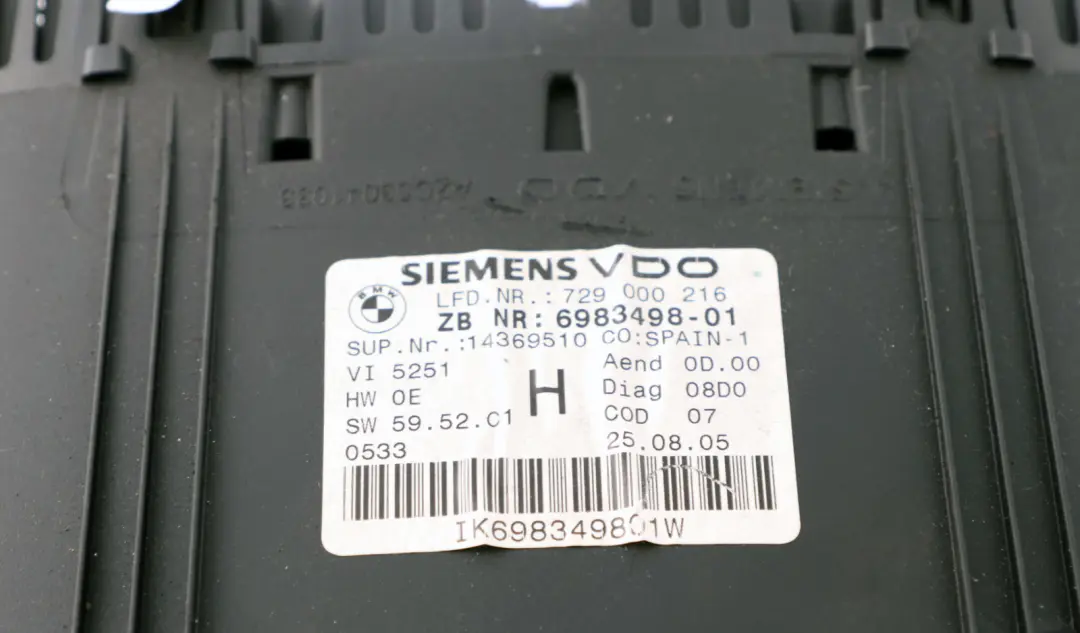 BMW 3 Series E90 E91 E92 Diesel Automatic Instrument Speedometer Clocks 6983498 - SKU rhd-6983498 - Part number 9166861