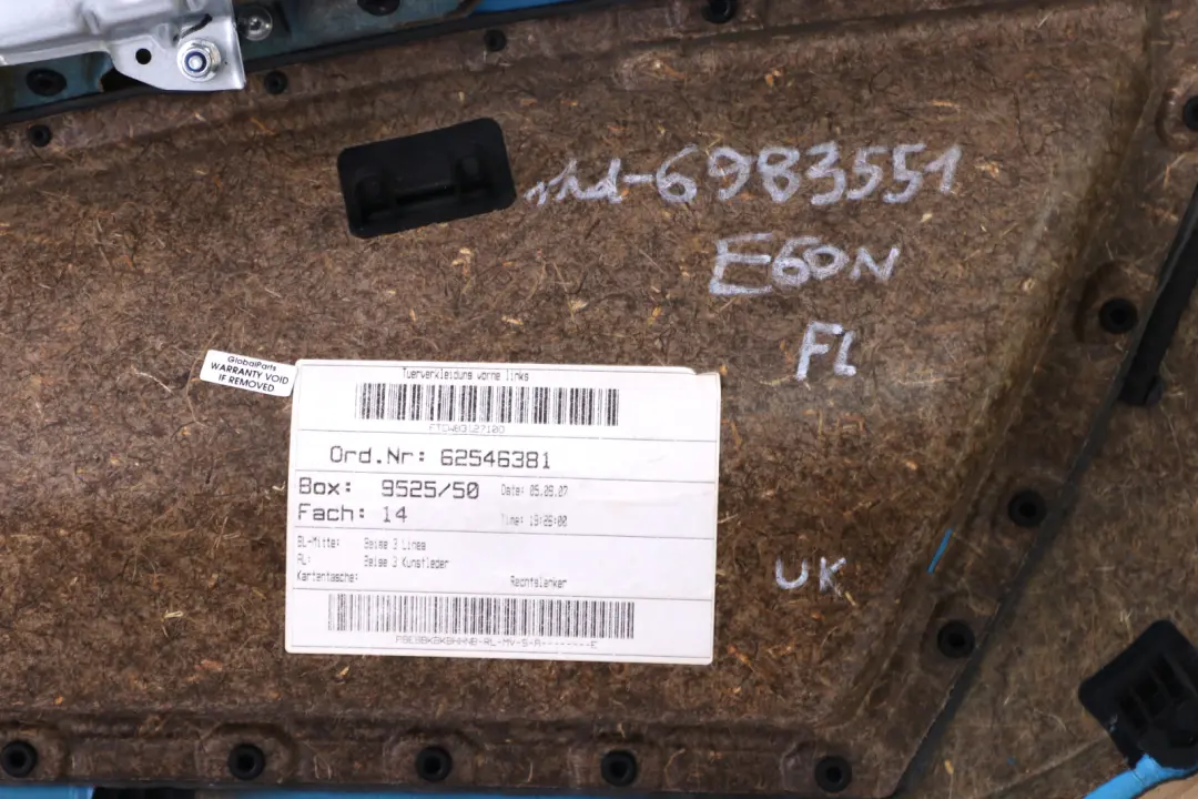 Front Left N/S Door Card Trim Panel Beige Cloth to BMW 5 Series E60 E61 LCI with Part number 6983551 BMW 5 Series E60 E61 LCI Front Left N/S Door Card Trim Panel Beige Cloth - SKU rhd-6983551 - Part number 6983551