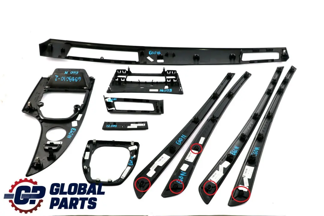 BMW 5 Series 2 E60 E61 LCI Decorative Strip Dash Interior Trim Set Diamantschwarz - SKU rhd-6989010-2 - Part number 6989010