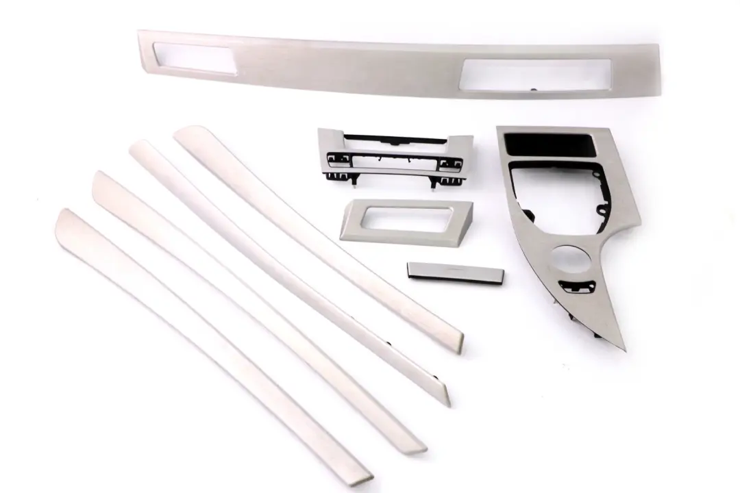 Set Decor Strip Dash Interior Trim Cover Alu Feinschliff to BMW 5 Series 2 E60 LCI with Part number 6989011 BMW 5 Series 2 E60 LCI Set Decor Strip Dash Interior Trim Cover Alu Feinschliff - SKU rhd-6989011-2 - Part number 6989011