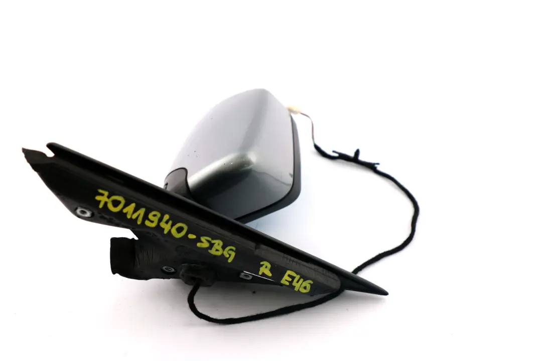 BMW 3 Series E46 Compact Heated Right O/S Wing Mirror Silbergrau Silver Grey - SKU rhd-7011940-SBG - Part number 7011940