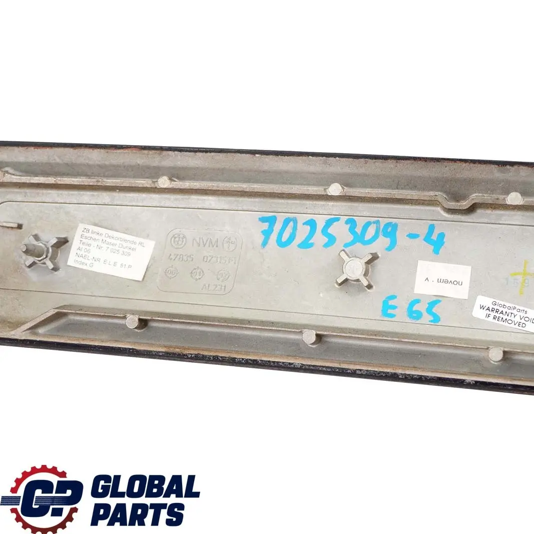 Wood Instrument Panel Left N/S Esche Dunkel to BMW 7 Series E65 E66 4 with Part number 7025309 BMW 7 Series E65 E66 4 Wood Instrument Panel Left N/S Esche Dunkel - SKU rhd-7025309-4 - Part number 7025309